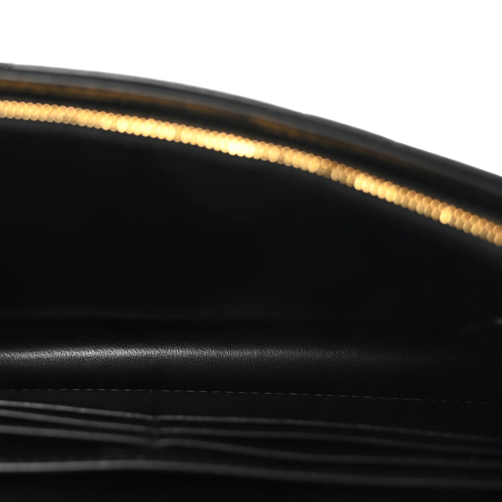 Lambskin Crystal Macrocannage Caro Pouch With Chain Black
