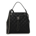 Caviar Quilted Medium CC Bucket Bag Black