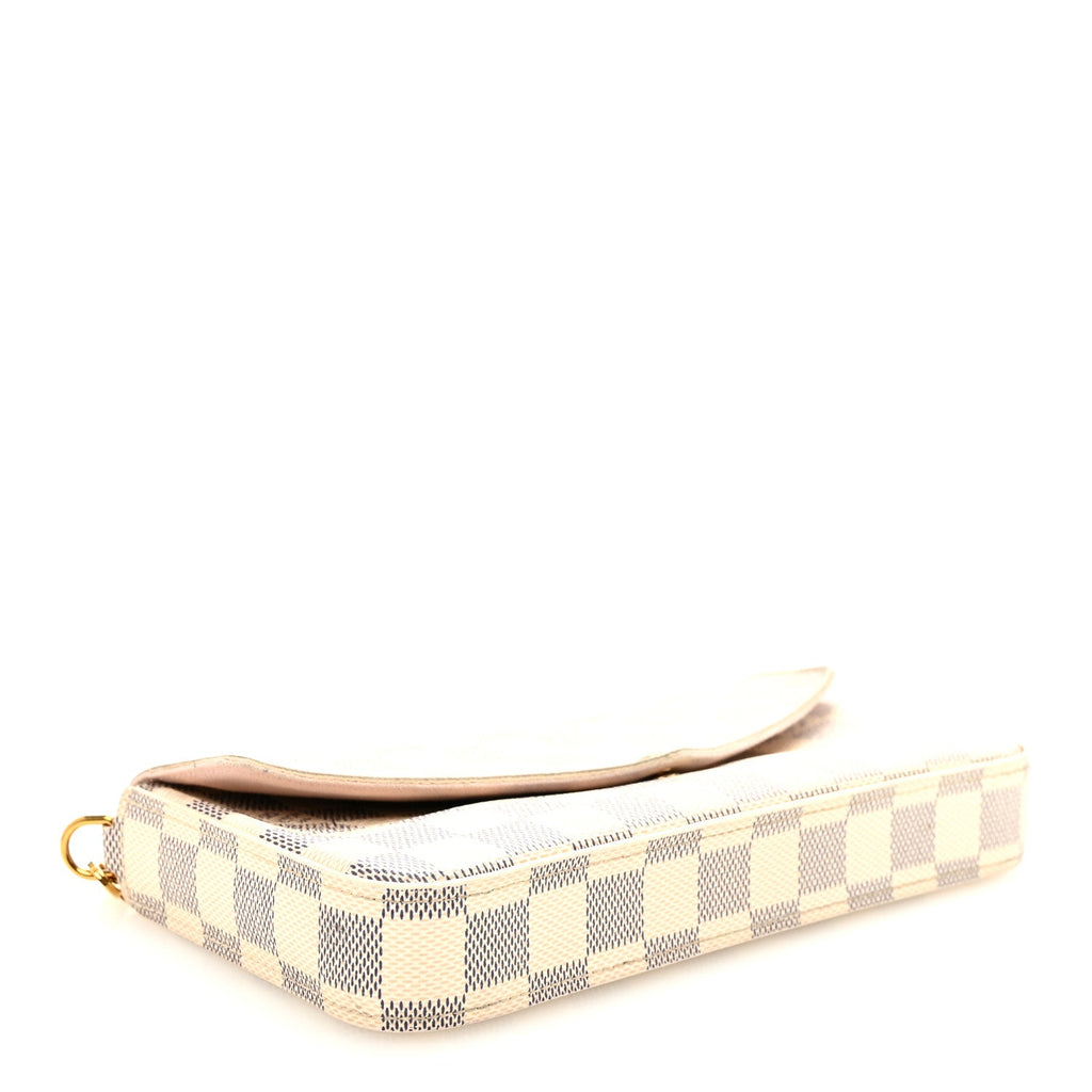 Damier Azur Pochette Felicie Chain Wallet Rose Ballerine