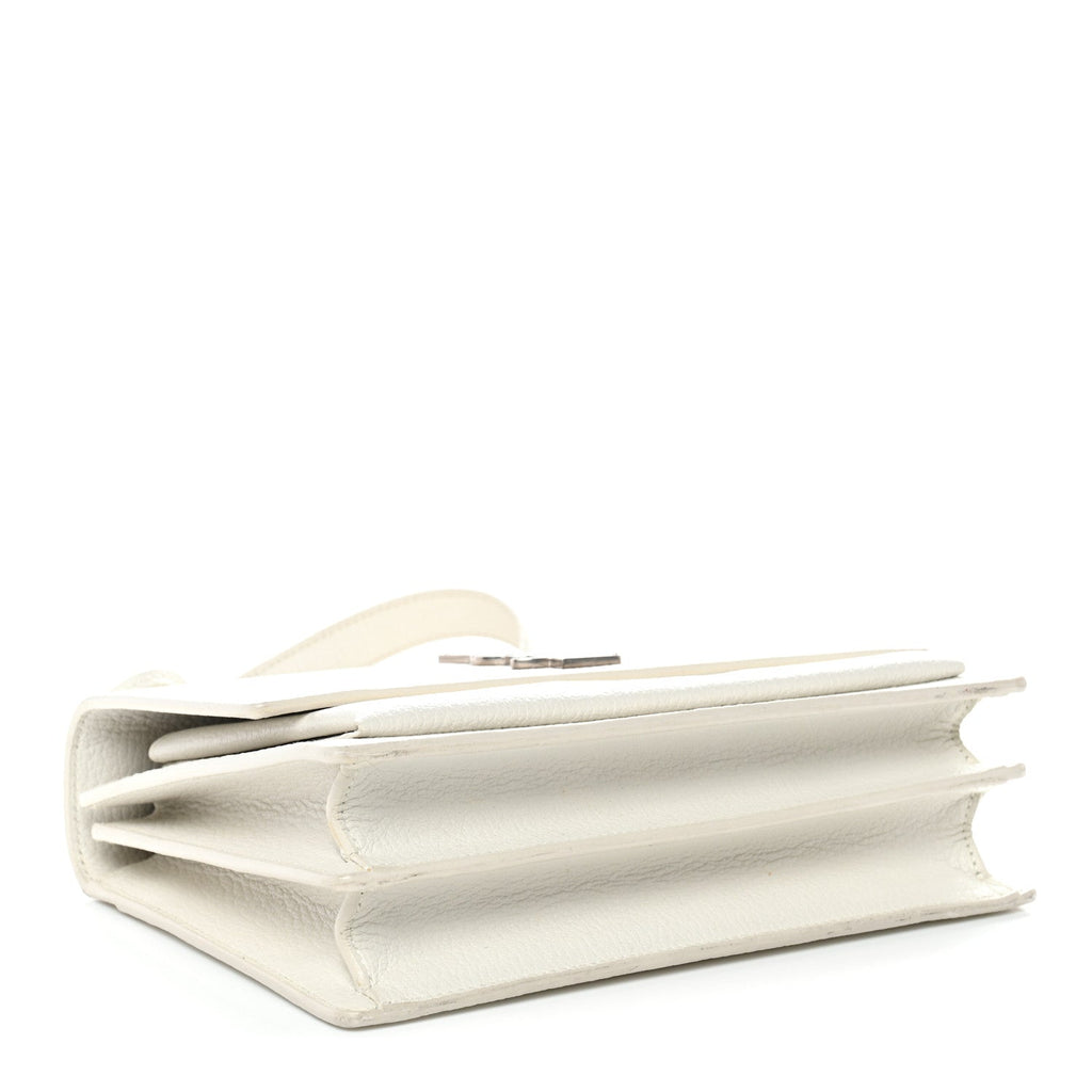 Grained Calfskin Medium Monogram Sunset Satchel White