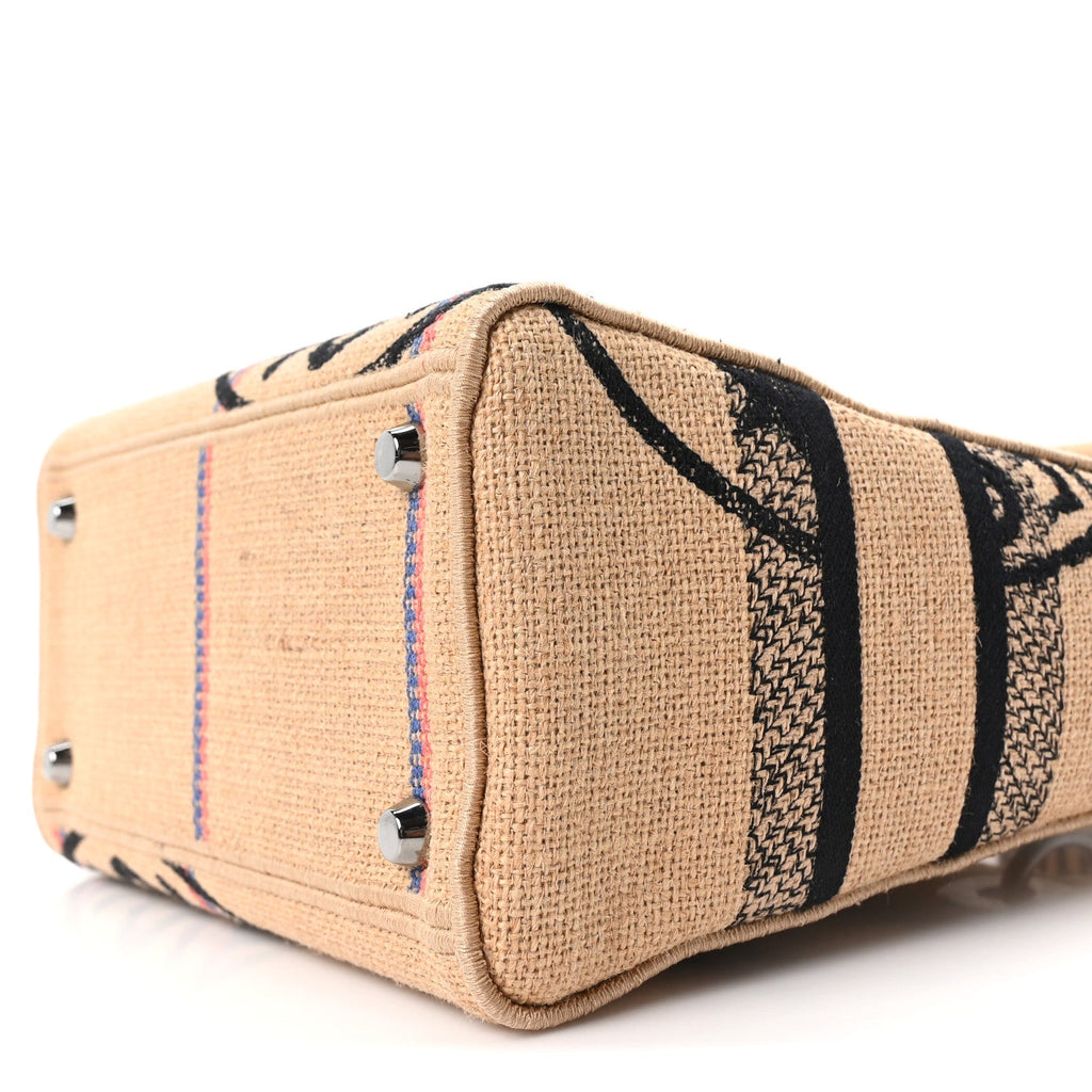 Canvas Jute Embroidered Medium Lady D-Lite Beige Multicolor