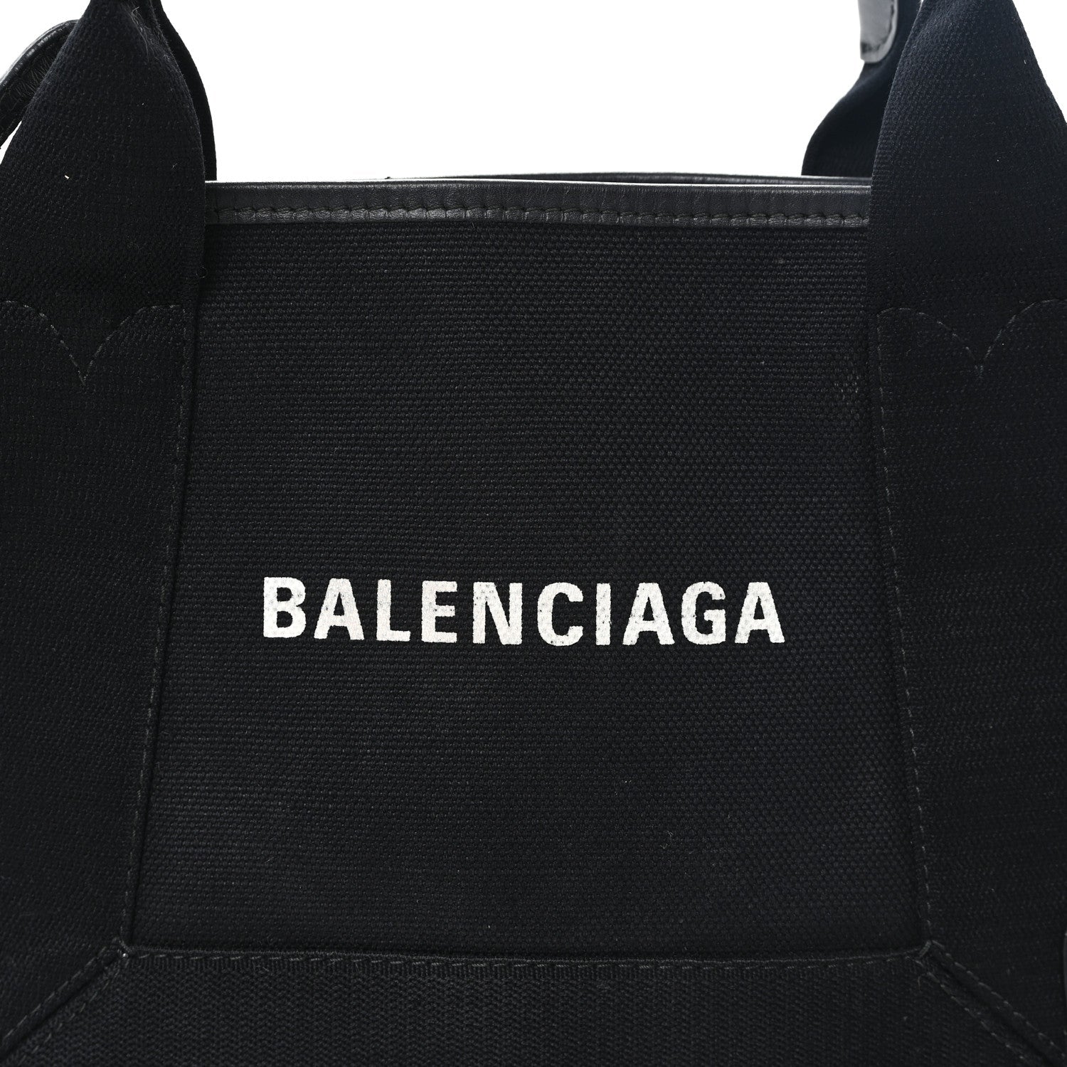 Cotton Canvas Calfskin Navy Cabas XS Black