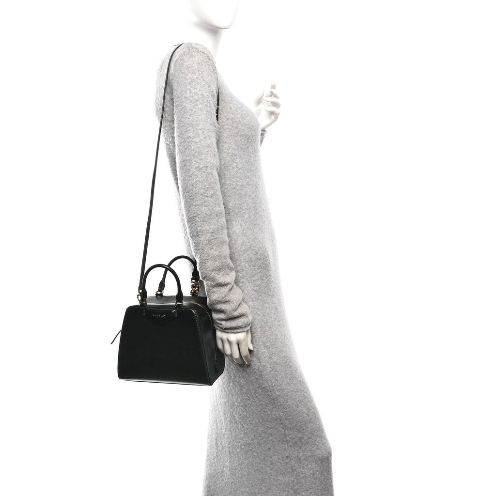 Tumbled Buffalo Mini Antigona Cube Bag Black