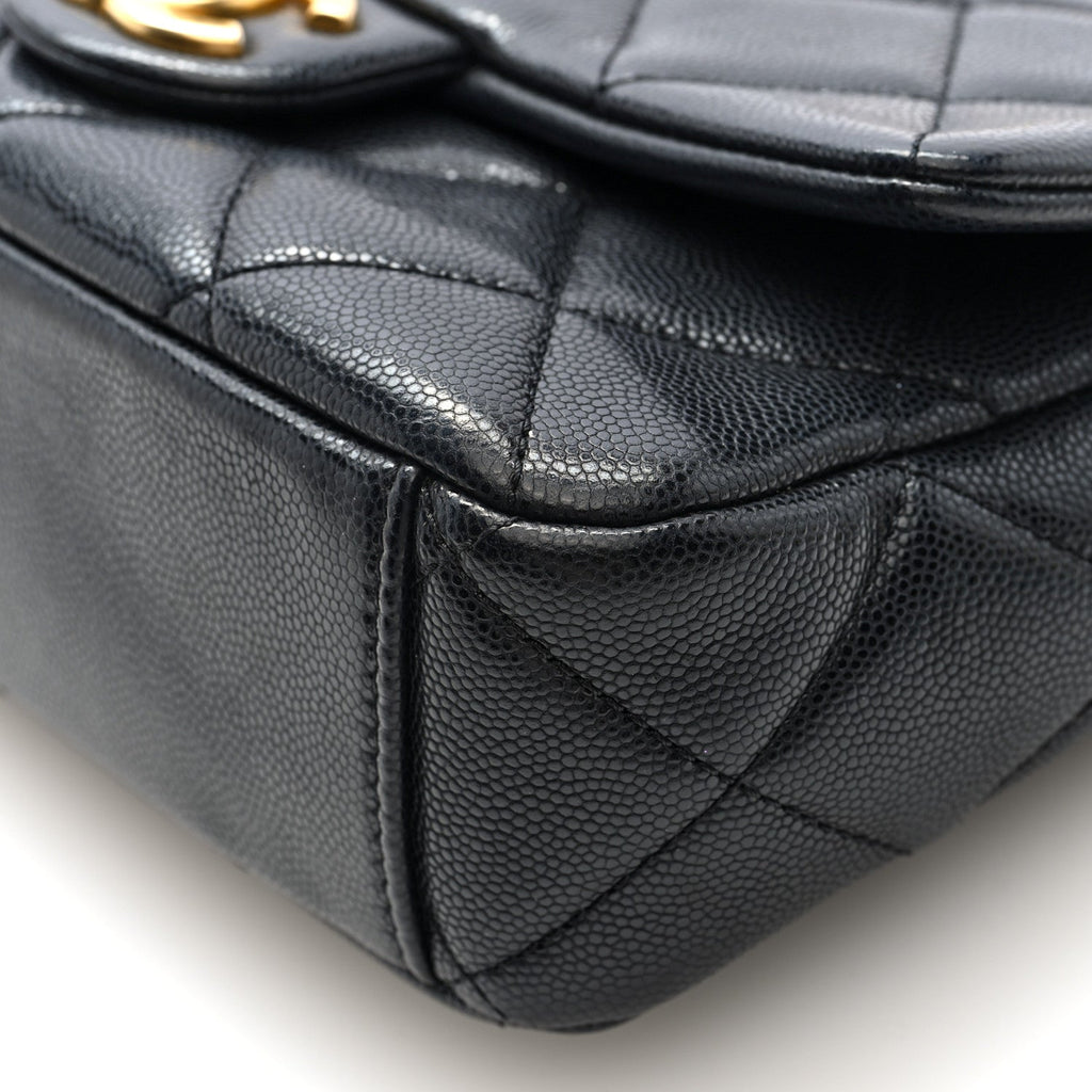 Caviar Quilted Small Twist Your Buttons Flap Black