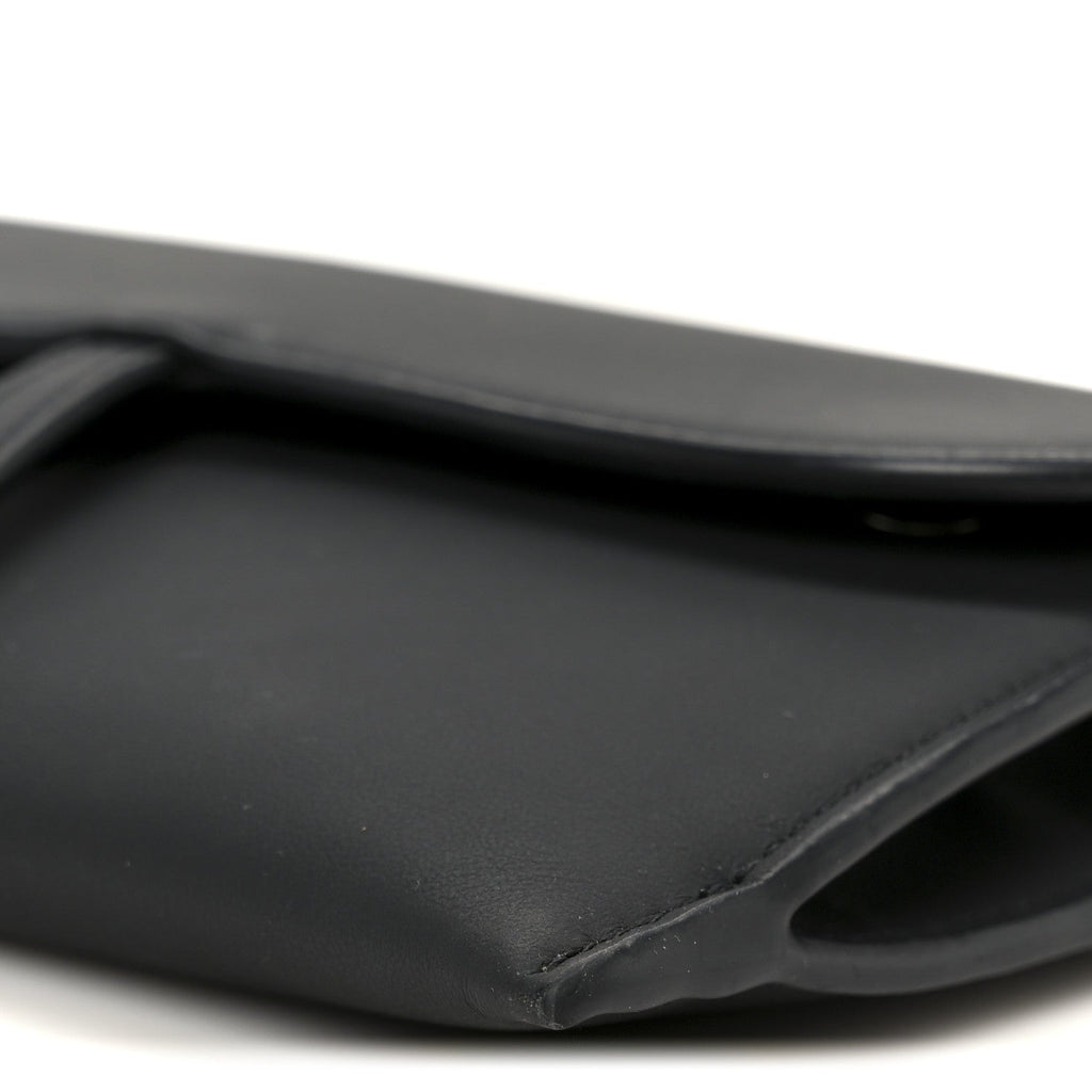Ultra Matte Calfskin Saddle Chain Wallet Pouch Black