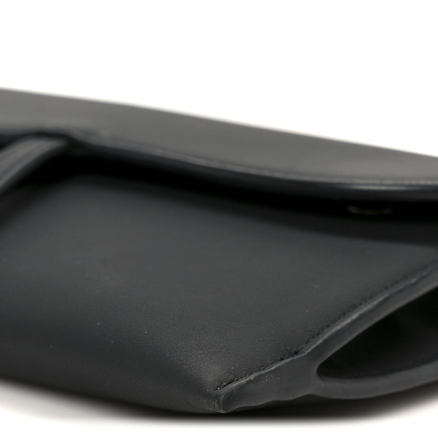 Ultra Matte Calfskin Saddle Chain Wallet Pouch Black