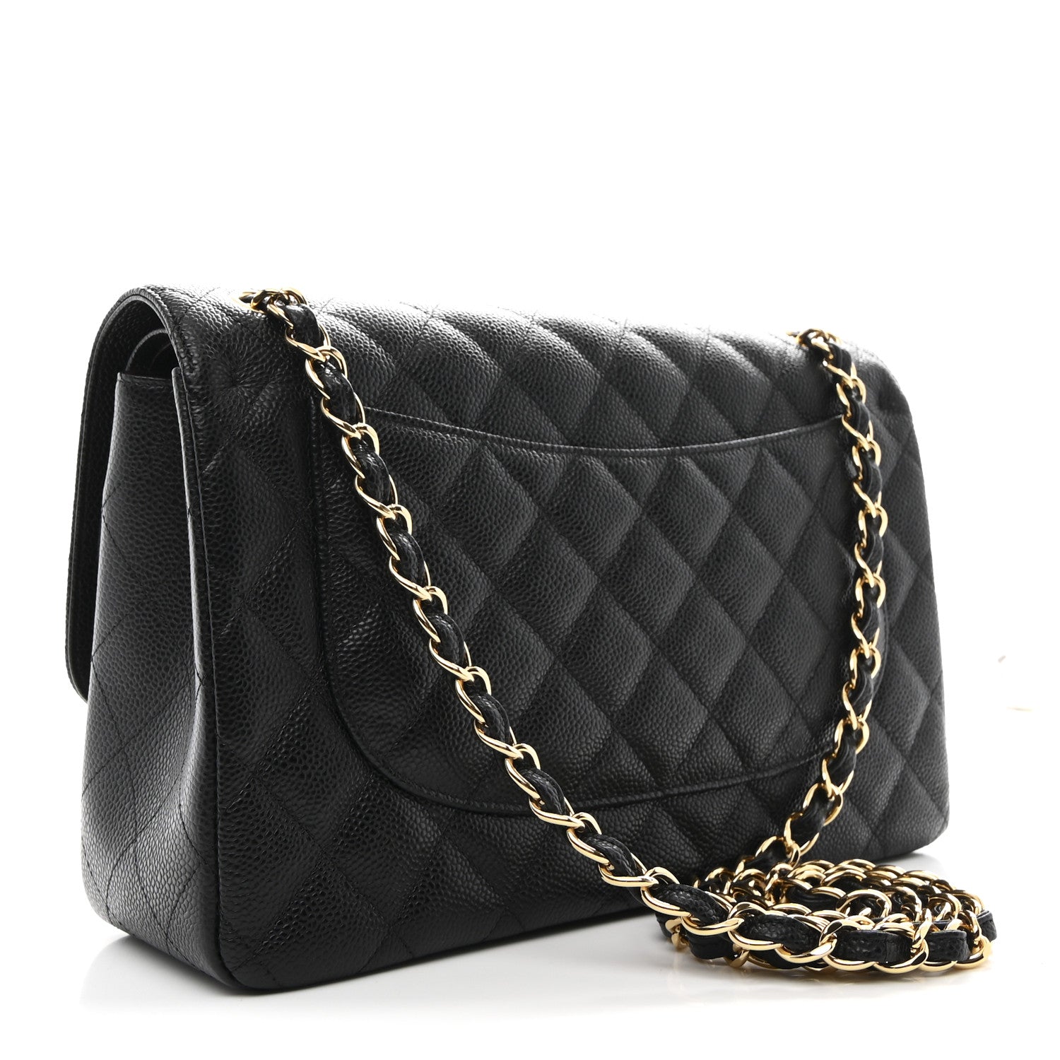 Caviar Quilted Jumbo Double Flap Black