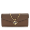 Vitello King Cruise FF Diamonds Continental Envelope Wallet On Chain Gianduia
