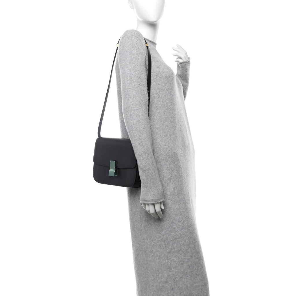 Liege Calfskin Medium Classic Box Flap Bag Anthracite