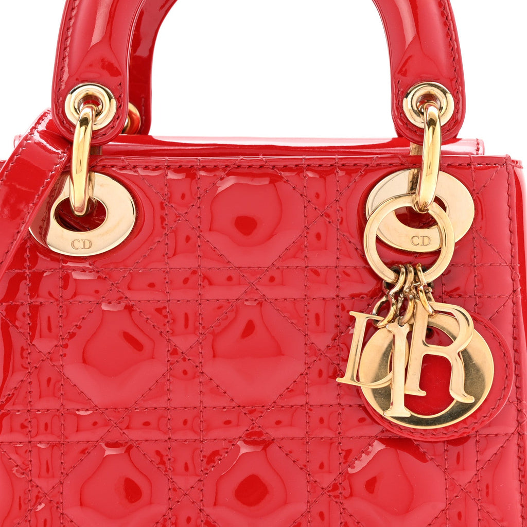 Patent Cannage Mini Lady Dior Red