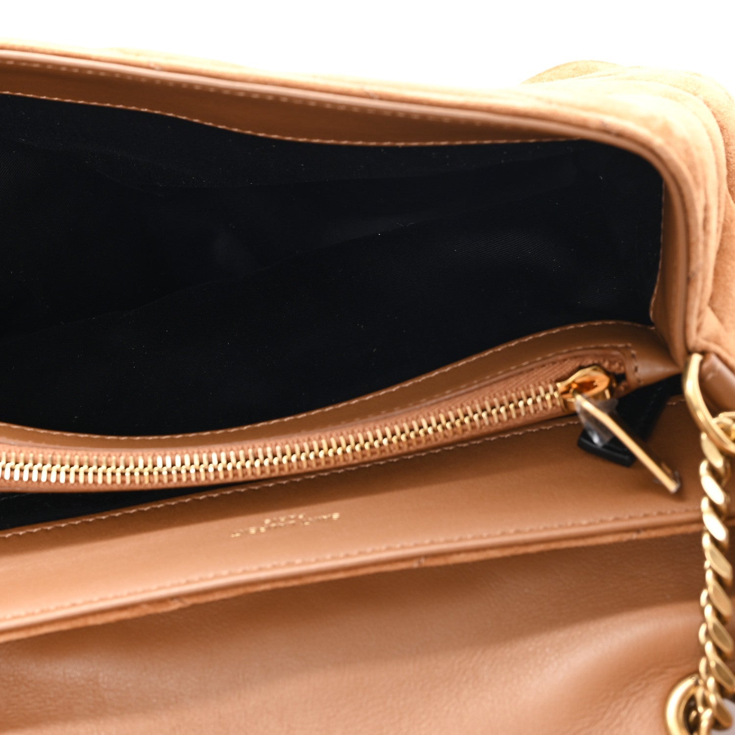 Suede Y Quilted Monogram Medium Loulou Chain Satchel Cinnamon