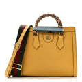 Textured Dollar Calfskin Web Small Diana Tote Bag Yellow Dusty Azure