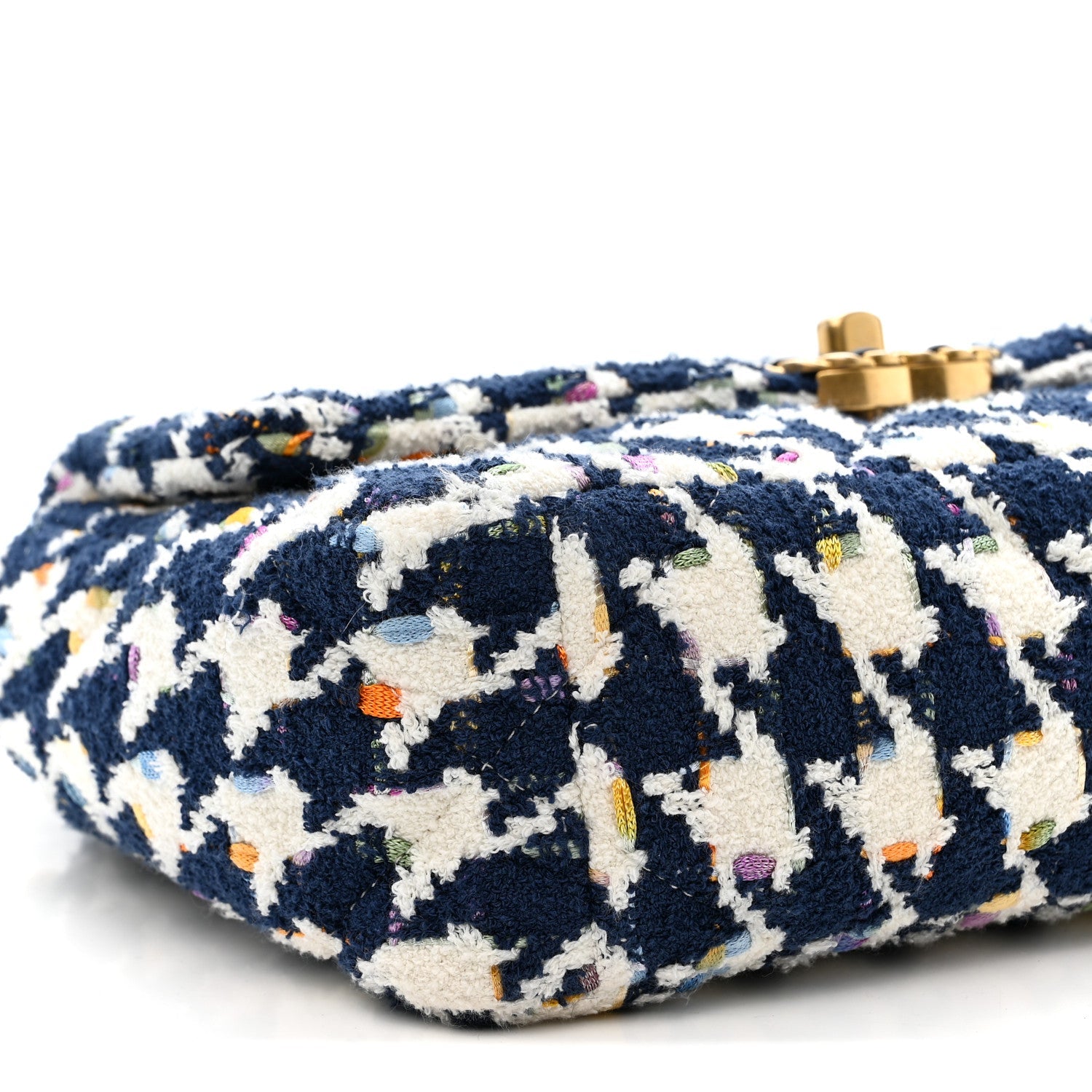 Tweed Quilted Medium Chanel 19 Flap Ecru Navy Blue Multicolor