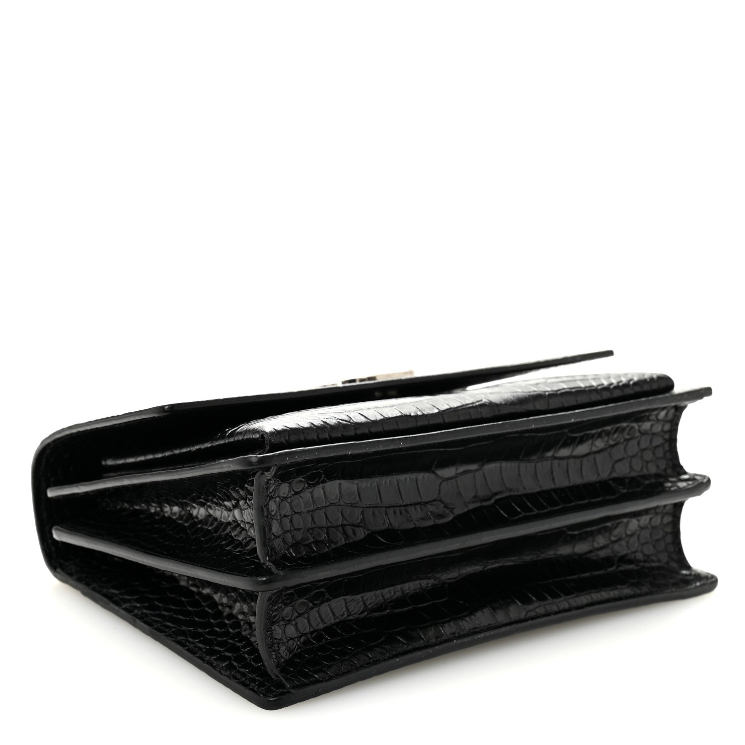 Calfskin Crocodile Embossed Medium Monogram Sunset Black