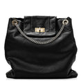 Calfskin Perforated Drill Tote Bag Black