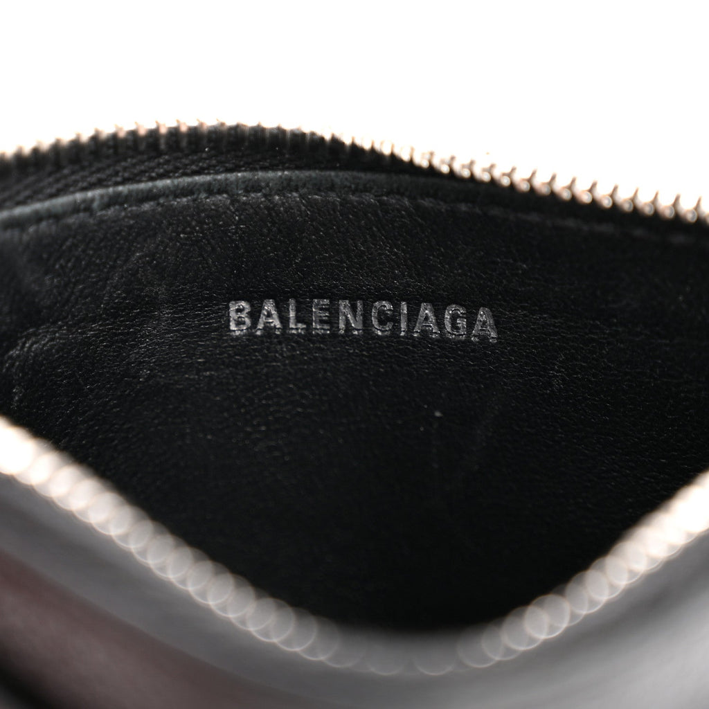 Calfskin Hourglass Long Coin Case  Holder Black