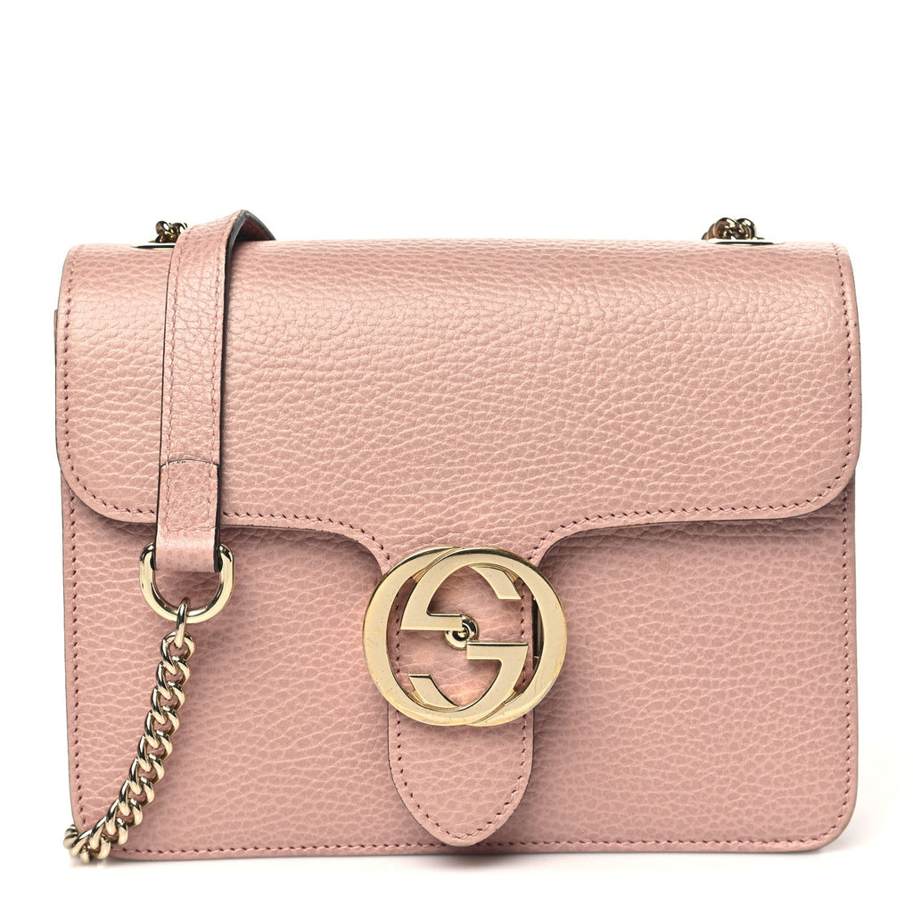 Dollar Calfskin Small Interlocking G Shoulder Bag Soft Pink