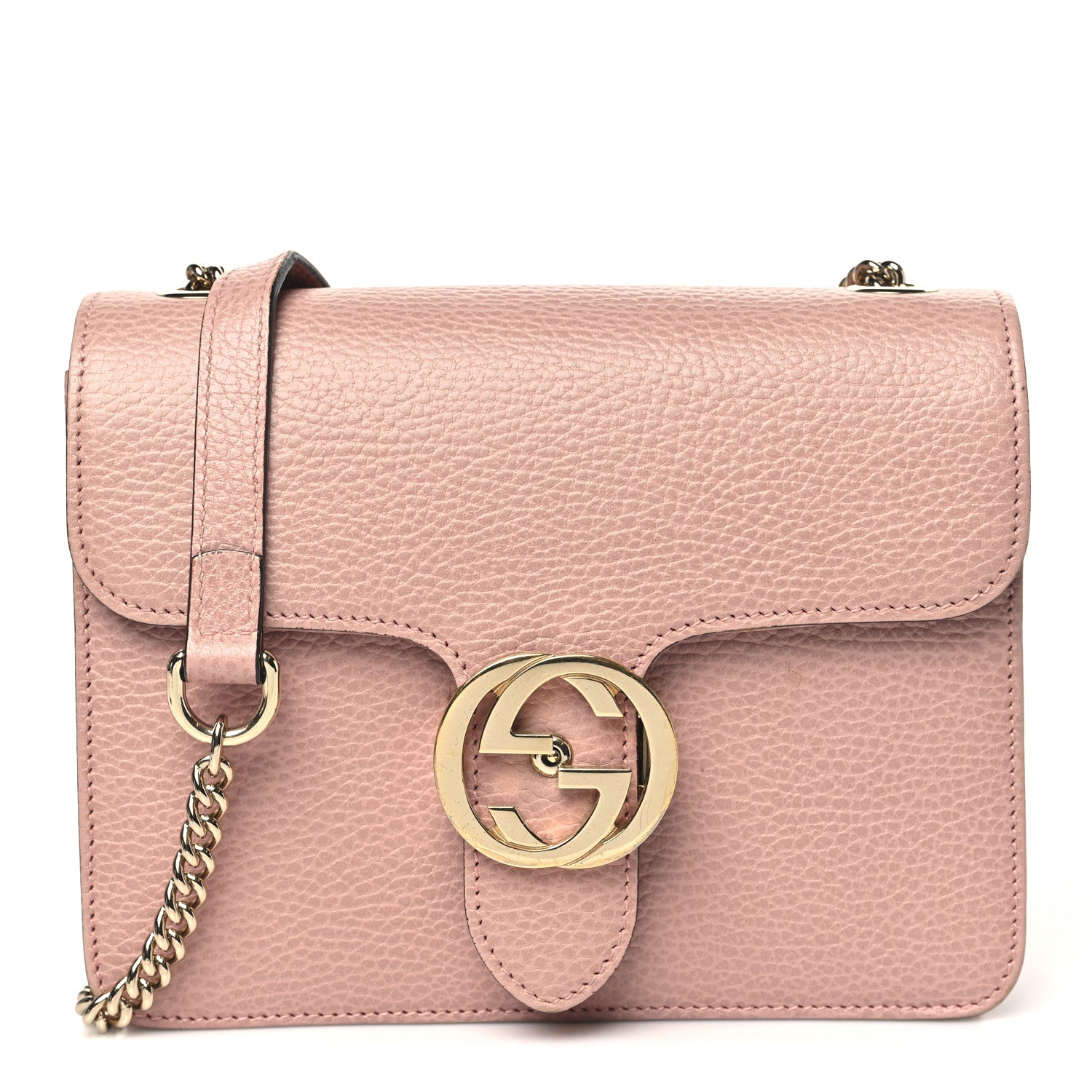 Dollar Calfskin Small Interlocking G Shoulder Bag Soft Pink
