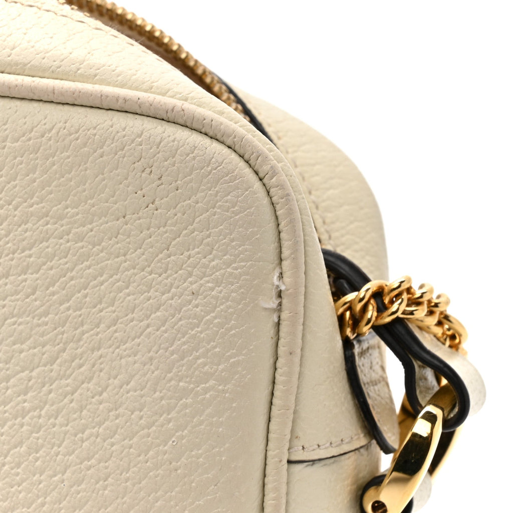Textured Dollar Calfskin Web Mini Ophidia Shoulder Bag Mystic White