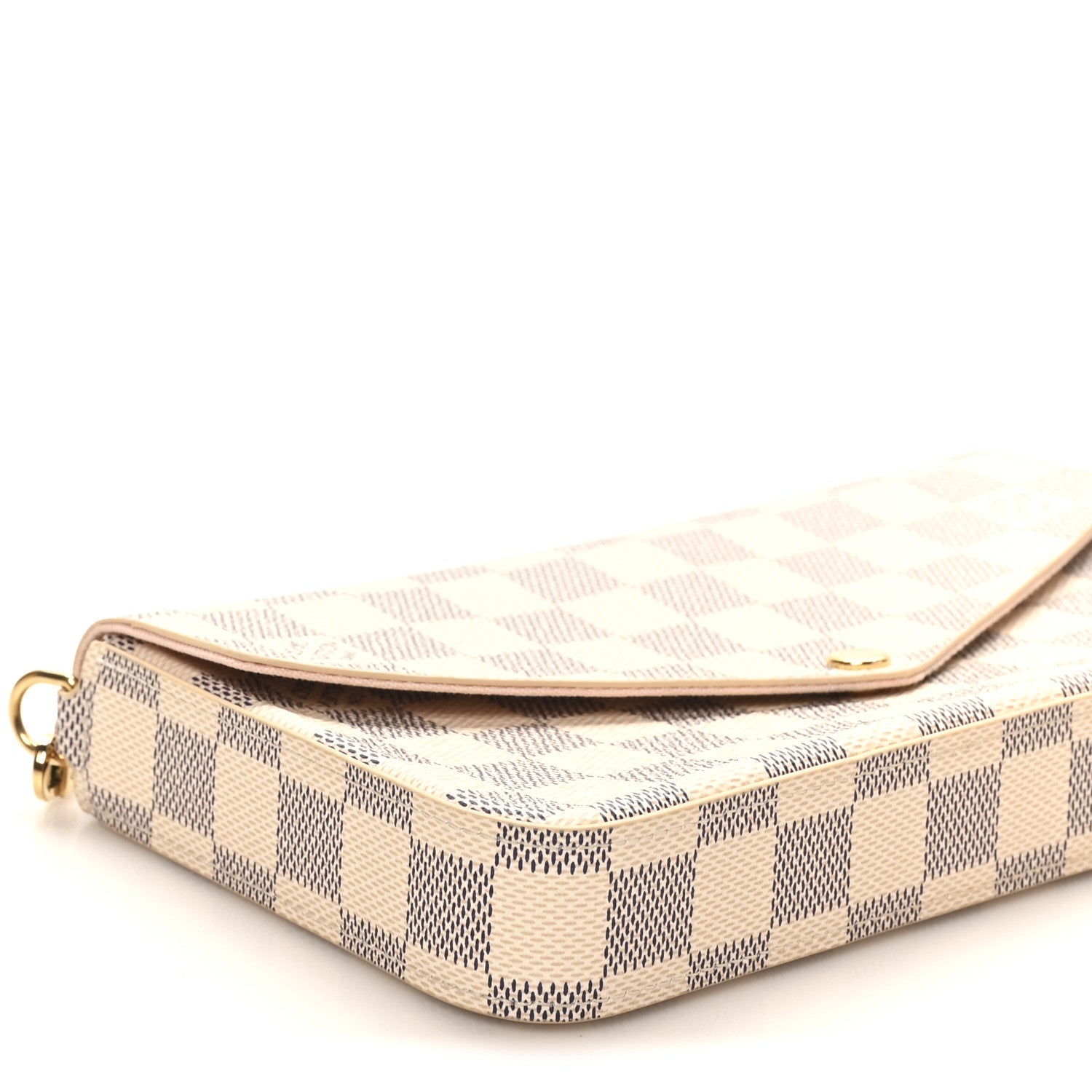 Damier Azur Pochette Felicie Chain Wallet Rose Ballerine