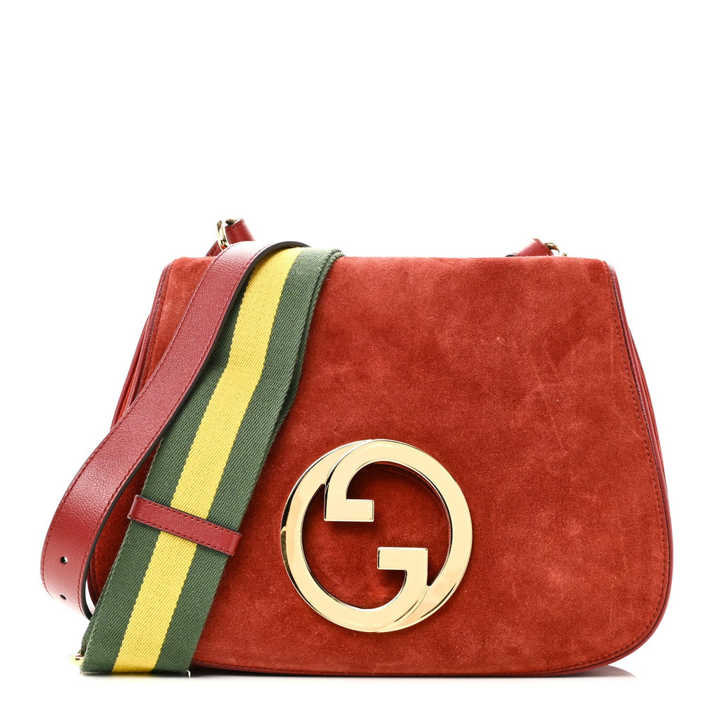 Suede Talco Roxy Calfskin Web Medium Blondie Shoulder Flap Bag Blondie Red
