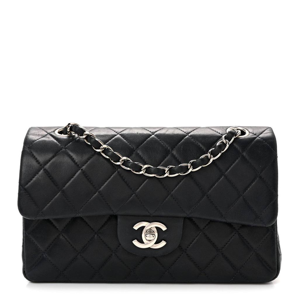 Lambskin Quilted Small Double Flap Navy