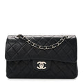 Lambskin Quilted Small Double Flap Navy