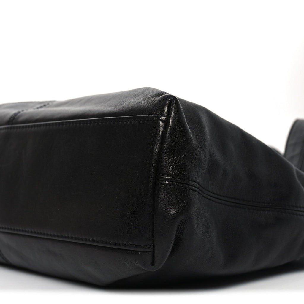 Lambskin CC Stitched Tote Black