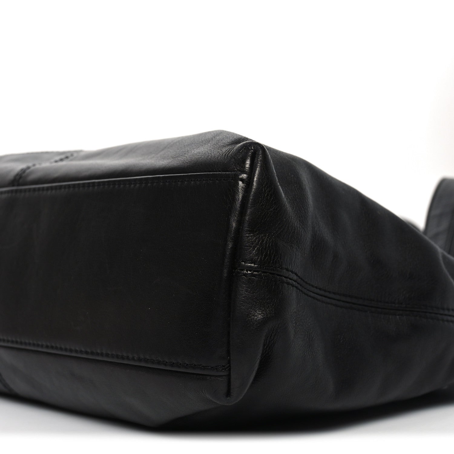 Lambskin CC Stitched Tote Black