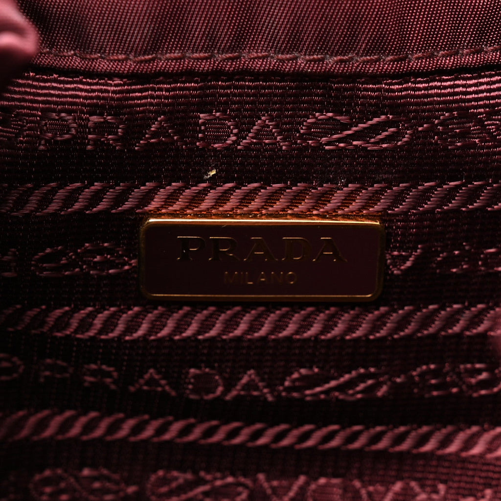 Saffiano Tessuto Nylon Mini Bucket Crossbody Bag Granato