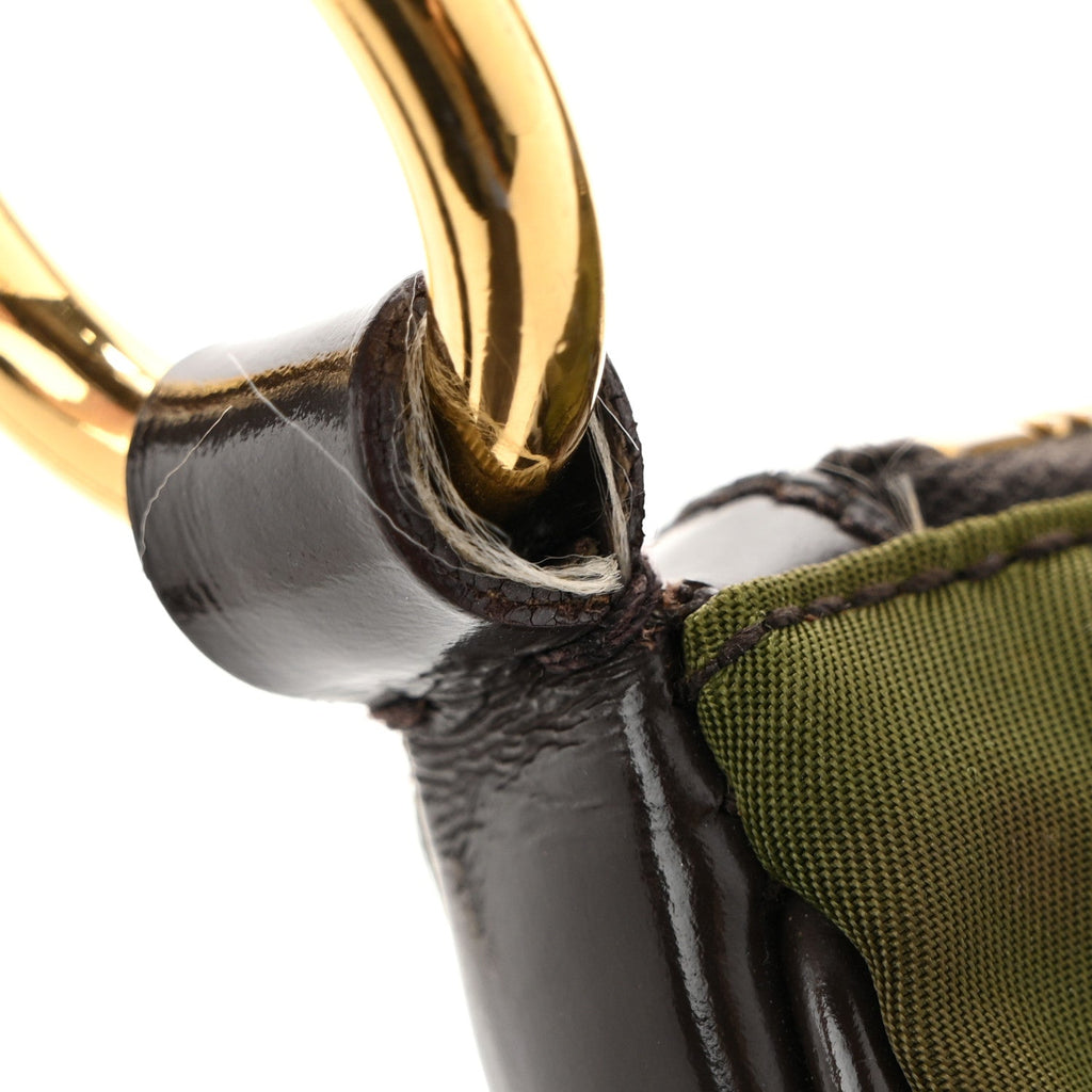 Tessuto Nylon Soft Calf Shoulder Bag Green Brown