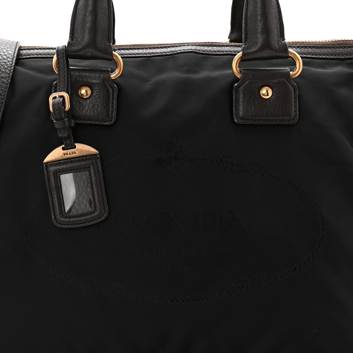 Tessuto Nylon Double Zip Logo Tote Black