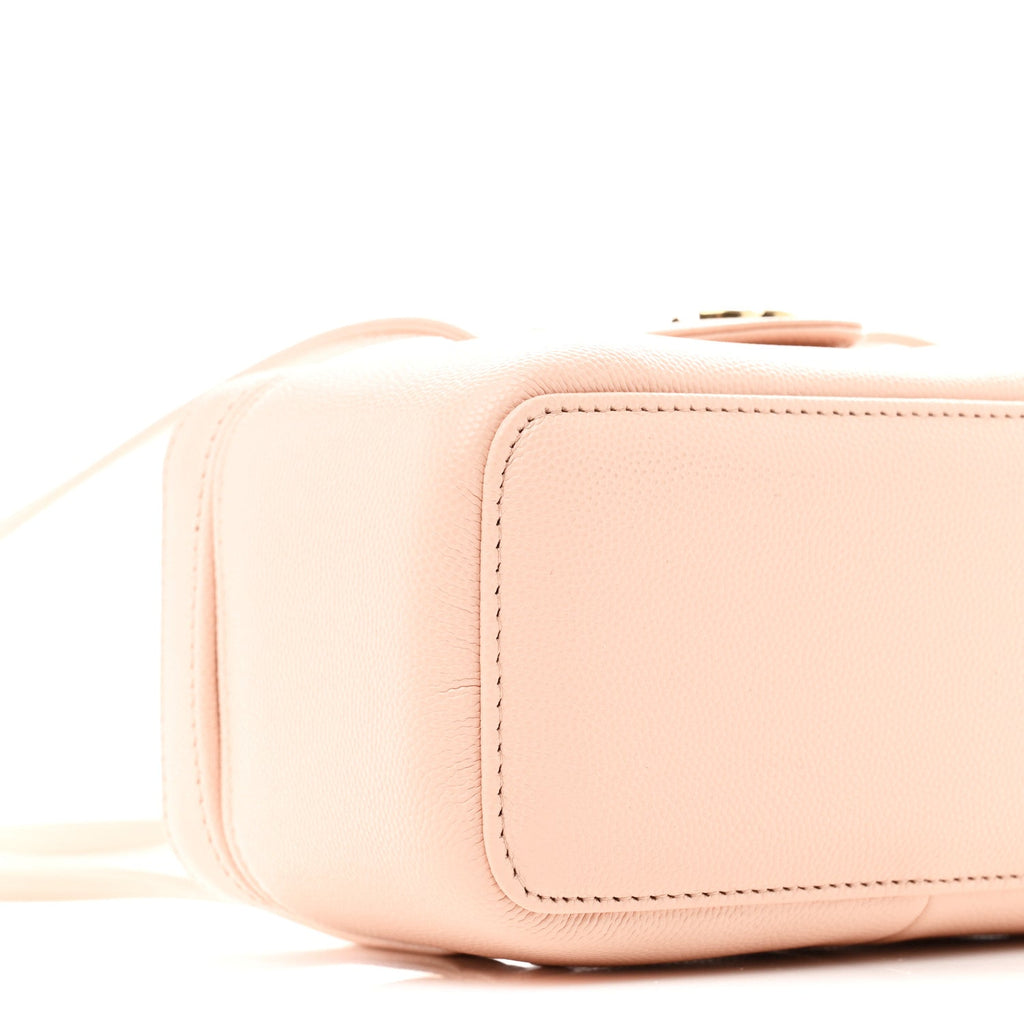 Shiny Caviar Preppy Coco Long Vanity With Strap  Light Pink