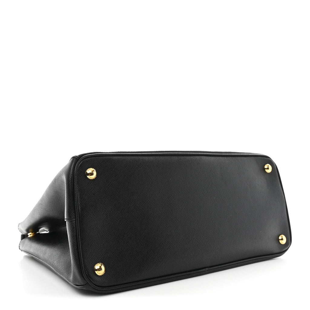 Saffiano Lux Medium Galleria Double Zip Black Black