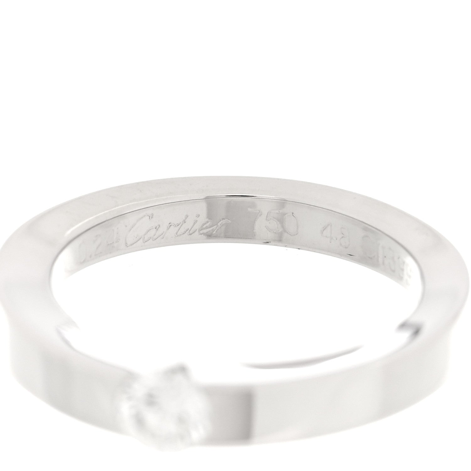 18K White Gold Diamond .24ct Date Solitaire Ring 48 4.5