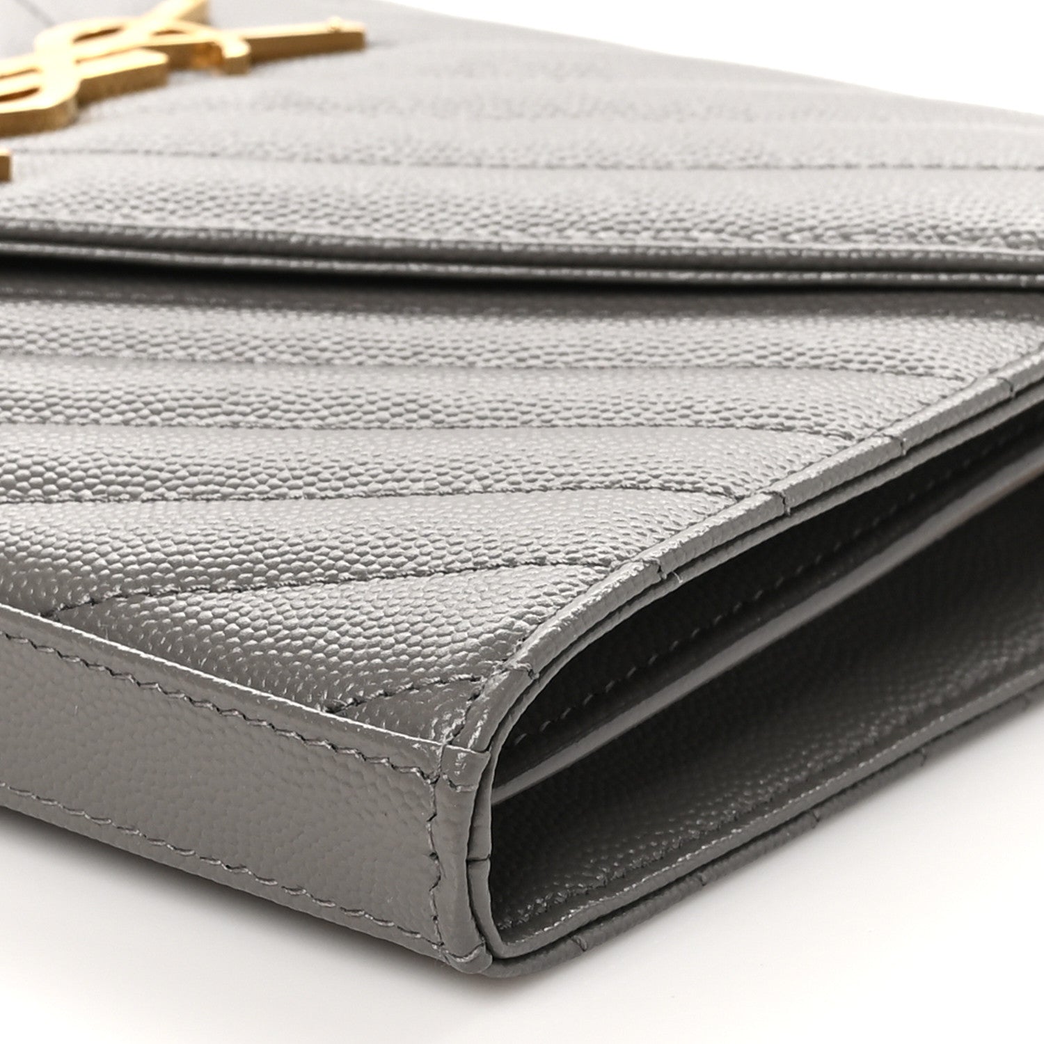 Grain De Poudre Matelasse Chevron Monogram Chain Wallet Fog