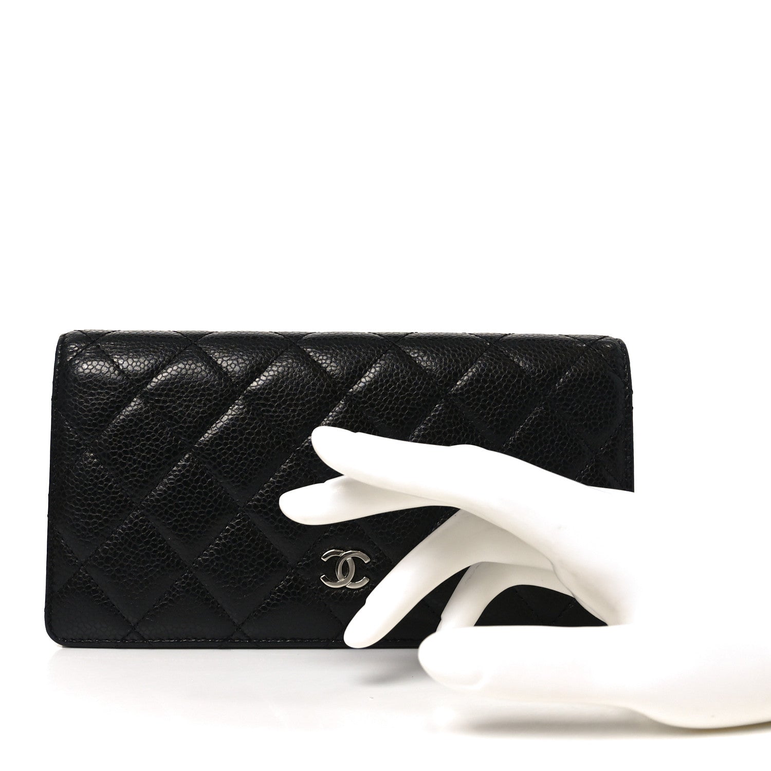 Caviar Quilted Yen Wallet Black