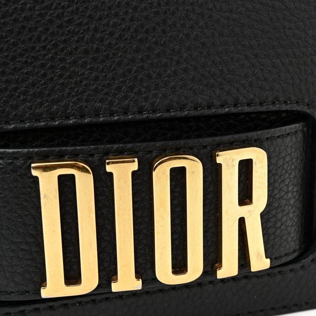 Grained Calfskin Dio(r)evolution Flap Bag Black