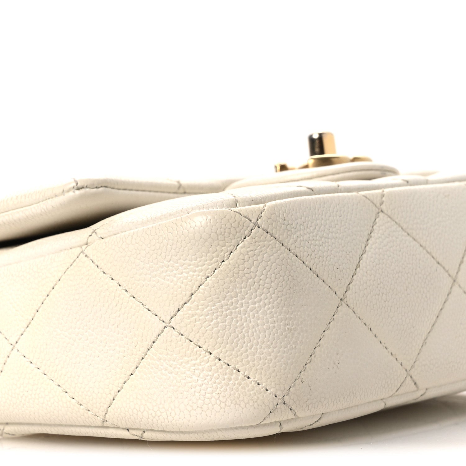 Caviar Quilted Mini Sweetheart Flap White