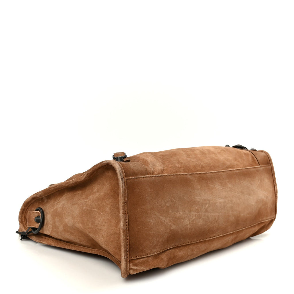 Waxed Suede Calfskin Classic Hardware Medium Le City Camel