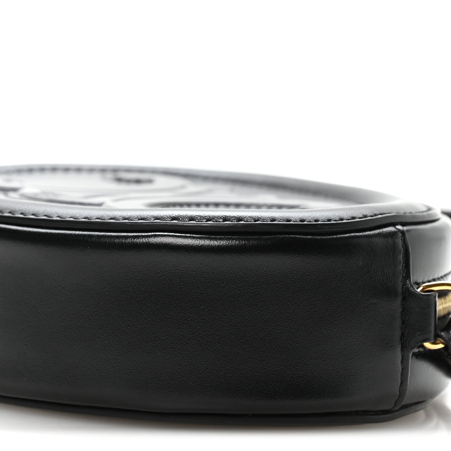 Smooth Calfskin Cuir Small Triomphe Oval Crossbody Purse Black