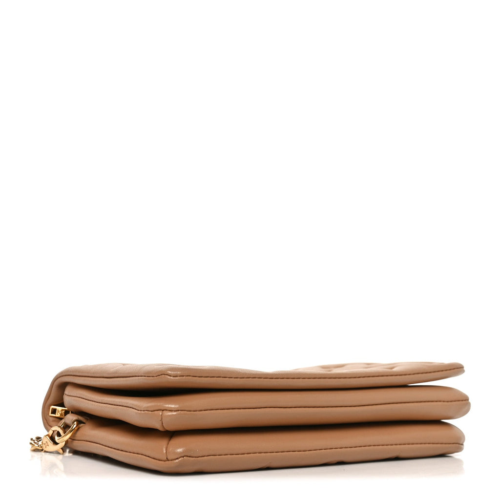 Lambskin Embossed Monogram Pochette Coussin Camel