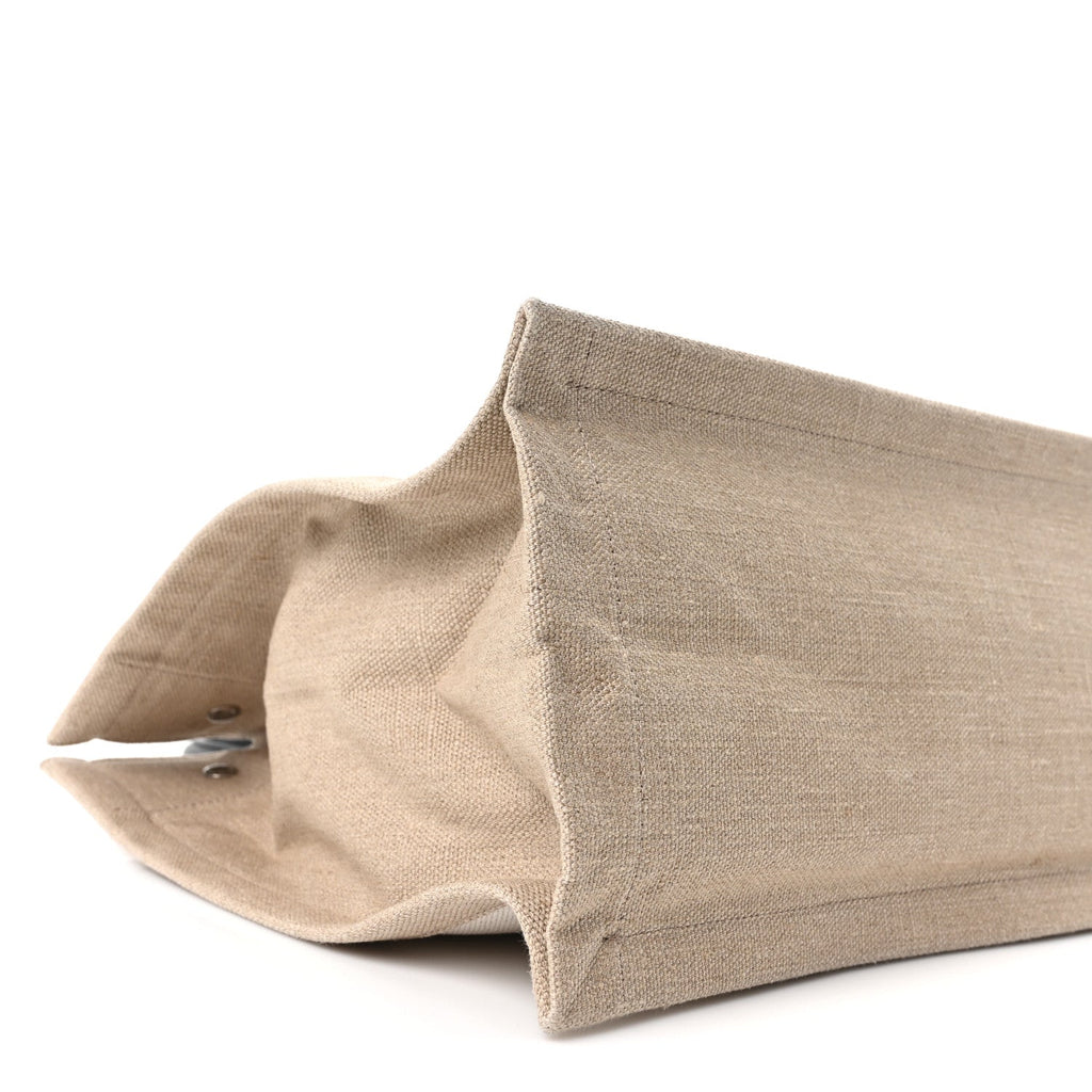Linen Calfskin Small Rive Gauche Tote Greggio Natural