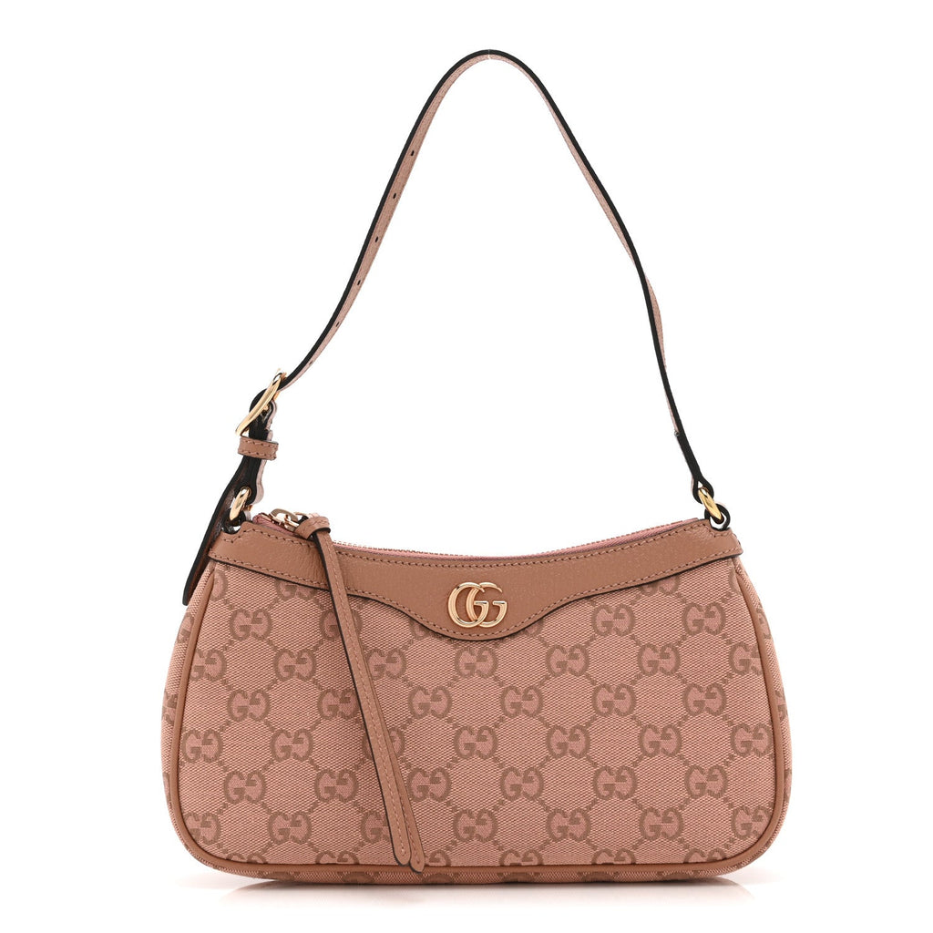 Monogram Textured Dollar Calfskin Small Ophidia Hobo Cloche Rose Pink