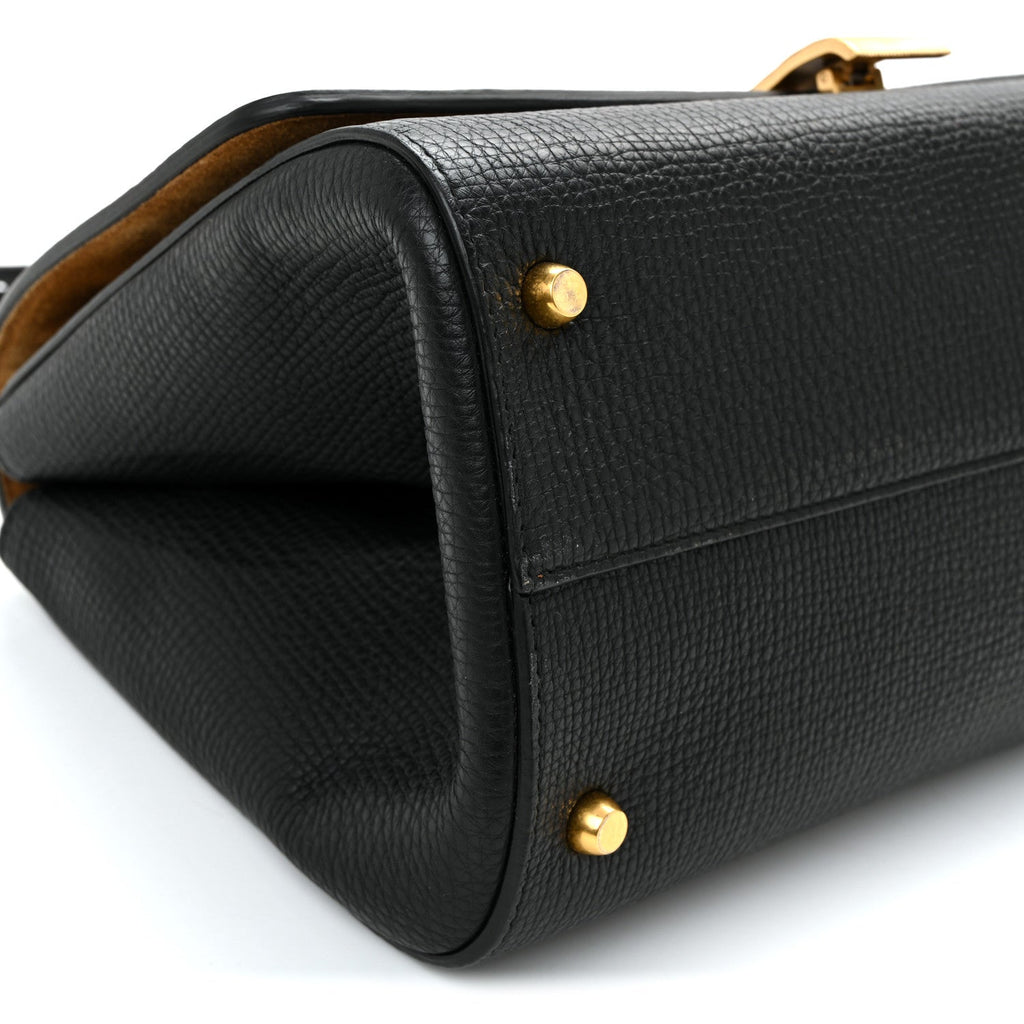 Textured Calfskin Small BV Angle Shoulder Bag Black