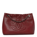 Caviar Quilted Large Timeless CC Soft Tote Dark Red