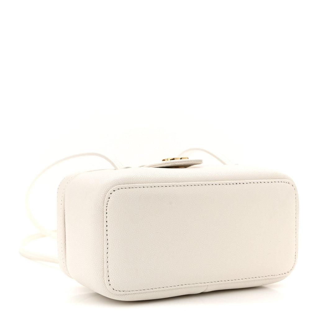 Shiny Caviar Preppy Coco Long Vanity With Strap White