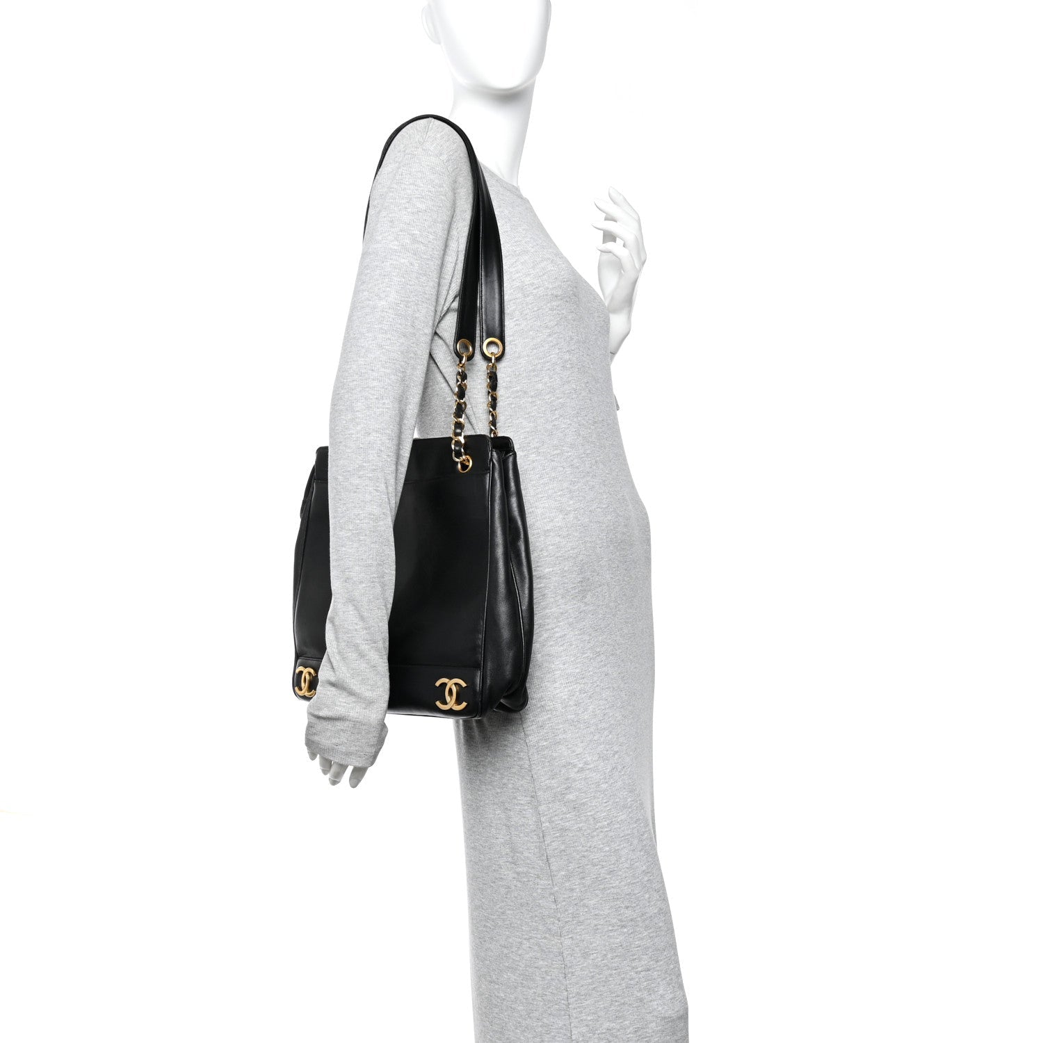 Lambskin Triple CC Shoulder Bag Black
