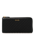 Tessuto Nylon Quilted Zip Around Wallet Black