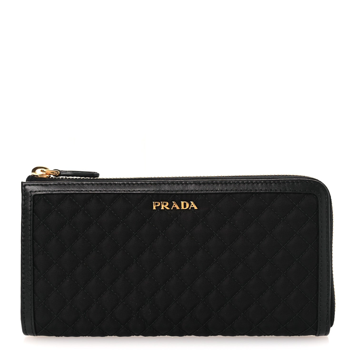 Tessuto Nylon Quilted Zip Around Wallet Black